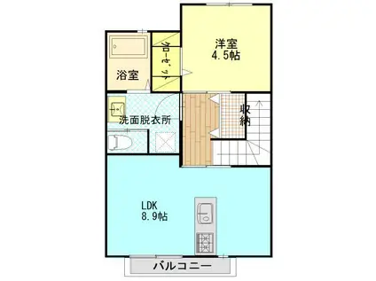 アヴニール B棟(1LDK/2階)の間取り写真