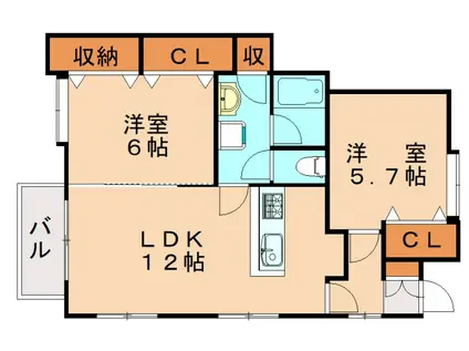 BLACKCOMB(2LDK/1階)の間取り写真