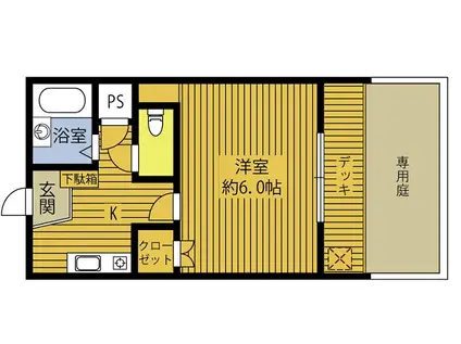 アクアテラスII(1K/1階)の間取り写真