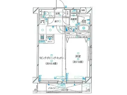 ジェネラルアパートメント常盤台(1LDK/5階)の間取り写真