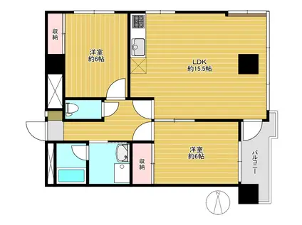 グリーン大山東館(2LDK/5階)の間取り写真