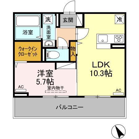 コンフィデンスS.S(1LDK/2階)の間取り写真