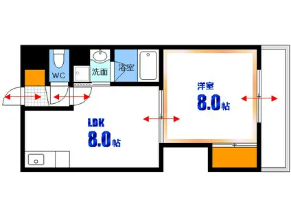 ヴィオラ大芝(1DK/4階)の間取り写真
