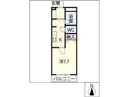 ユニグローブ(1K/2階)の間取り写真