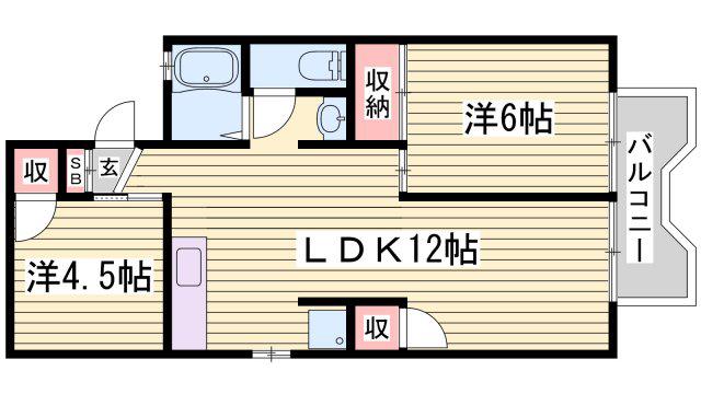 パレーシャル御立(2LDK/2階)の間取り写真