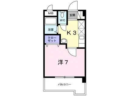 シーポート花時計(1K/1階)の間取り写真