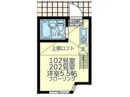 ユナイト境之谷プリンアラモード(ワンルーム/2階)の間取り写真