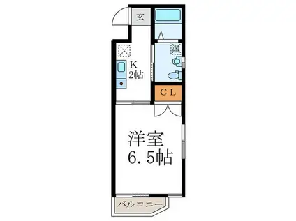 シエルコート北大路(1K/3階)の間取り写真