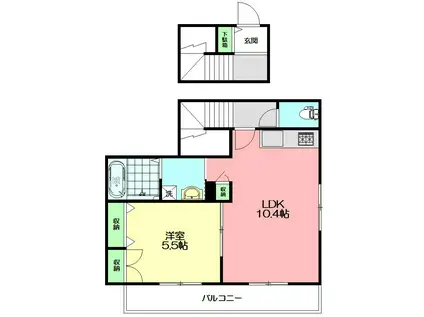 ヘーベルメゾン汲沢(1LDK/2階)の間取り写真