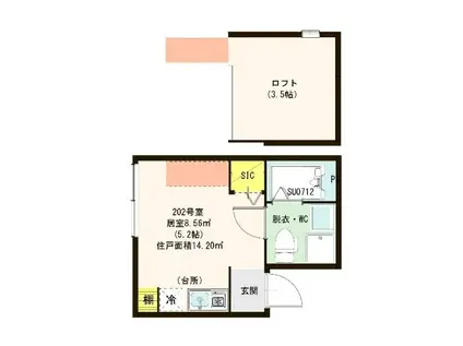 MIURA-III(ワンルーム/2階)の間取り写真