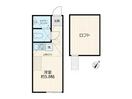 アーヴェル川崎(ワンルーム/1階)の間取り写真