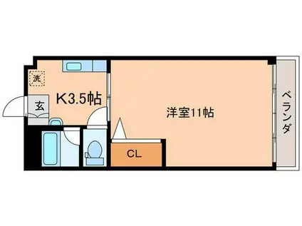マンション倉前(1K/3階)の間取り写真