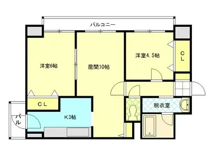 センチュリー旭川(2LDK/2階)の間取り写真