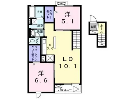 アングロ フェリーチェ(2LDK/4階)の間取り写真
