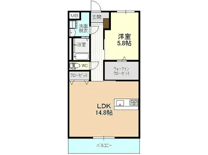 ユーミー桜(1LDK/4階)の間取り写真