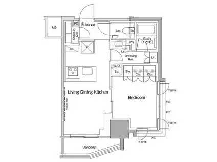 ザ・パークハビオ荏原中延駅前(1LDK/11階)の間取り写真