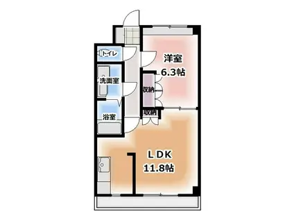 スカイウィング(1LDK/1階)の間取り写真