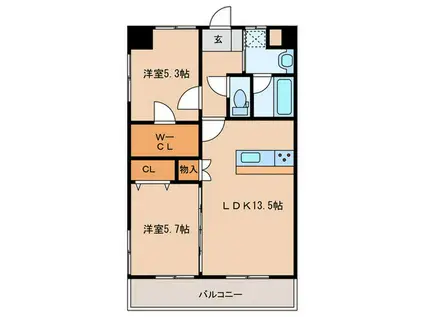 ザ・ヒルズ戸畑(2LDK/6階)の間取り写真