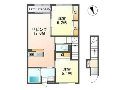 ポンテ・デル・ポルト(2LDK/2階)の間取り写真