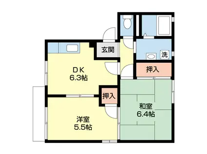 フレグランス吹上(2DK/1階)の間取り写真