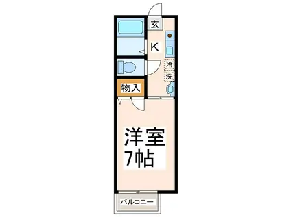 エントピア黒髪(1K/2階)の間取り写真