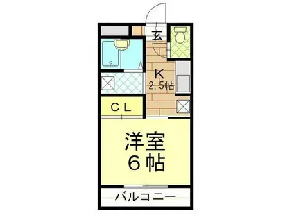 サンモール松崎(1K/2階)の間取り写真