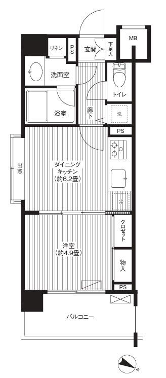 T.OBLDG1ST(1DK/3階)の間取り写真
