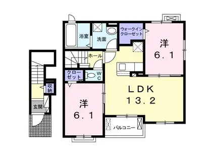 ＪＲ東海道本線 浜松駅 徒歩8分 2階建 築3年(2LDK/2階)の間取り写真