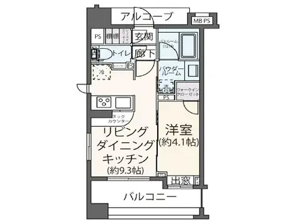 グローベル ザ・スイート横浜(1LDK/4階)の間取り写真
