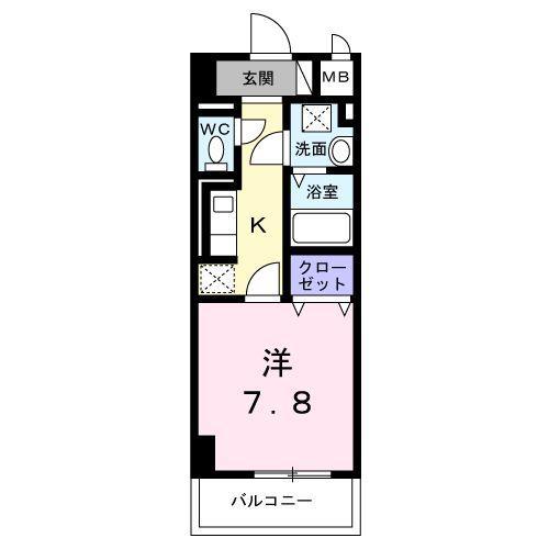 サンライズ 江平中町(1K/4階)の間取り写真