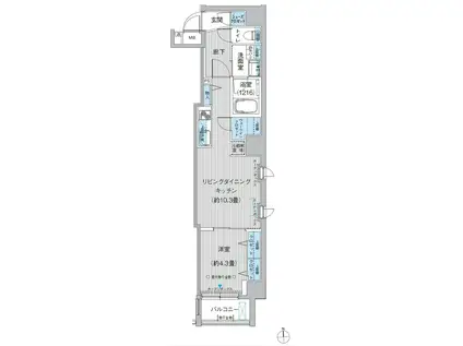 蓮沼      1LDK(1LDK/8階)の間取り写真