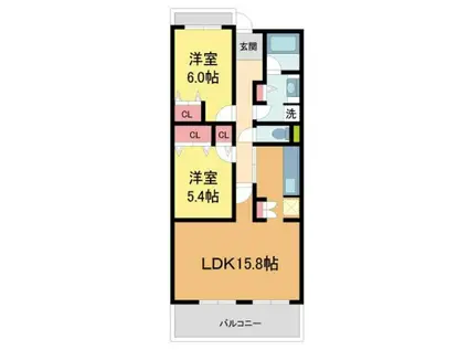 甲子園三番町ハイツ(2LDK/4階)の間取り写真