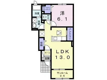 OHANA II(1LDK/1階)の間取り写真