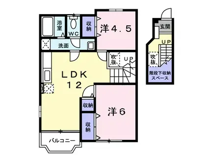ビラカサレリア(2LDK/2階)の間取り写真