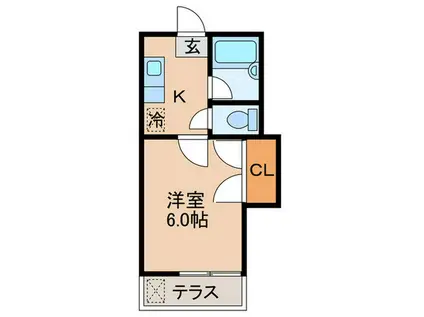 サンフラット(1K/1階)の間取り写真