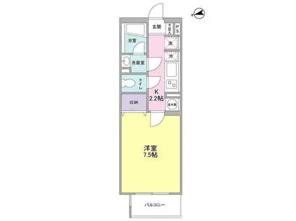 ベルク城山壱番館(1K/4階)の間取り写真