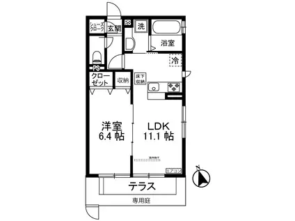 ボルーノ栗平(1LDK/1階)の間取り写真