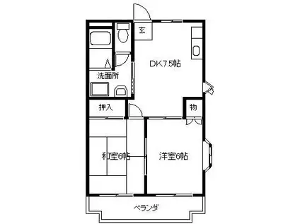 アーバニア武路B棟(2DK/2階)の間取り写真