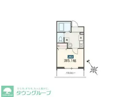 MELLAS新座II(1K/3階)の間取り写真