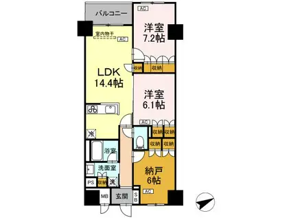 サンジョイアゼロ(2SLDK/6階)の間取り写真