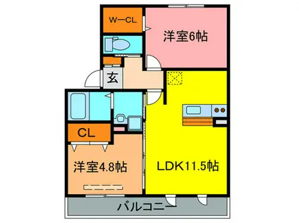 いろはコートII(2LDK/1階)の間取り写真