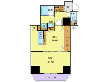 ジェノヴィア上野IIIスカイガーデン(1LDK/9階)の間取り写真