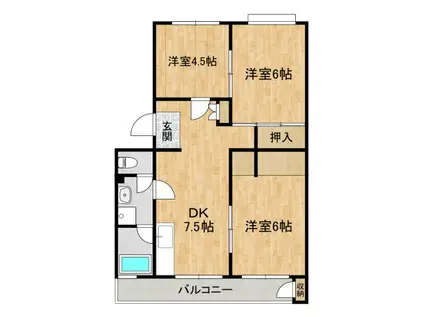 あびこハイマート(3DK/4階)の間取り写真