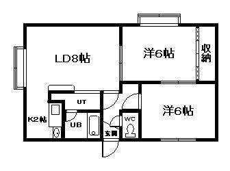 豊岡6.4ポパイハウス(2LDK/2階)の間取り写真