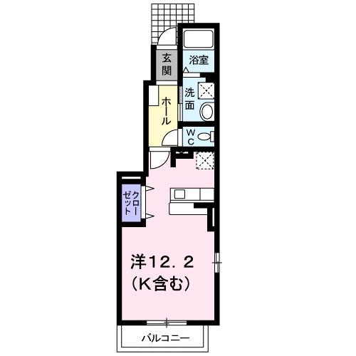 ヴァンヴェールA(ワンルーム/1階)の間取り写真