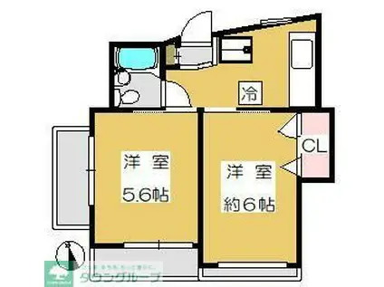 グレース北馬込(2K/4階)の間取り写真