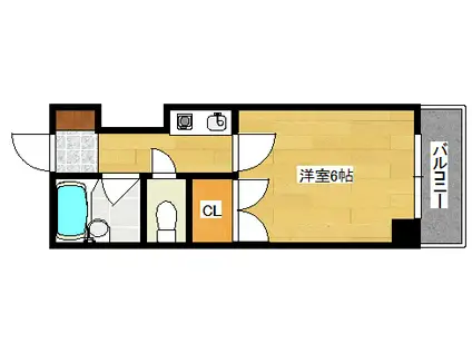 ウエストウッドII(1K/4階)の間取り写真