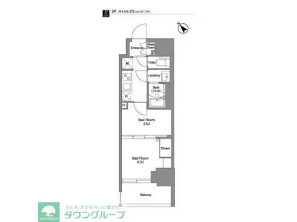 BPRレジデンス王子イースト(2K/7階)の間取り写真