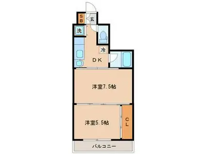 アルデール南鍛冶町(2DK/2階)の間取り写真
