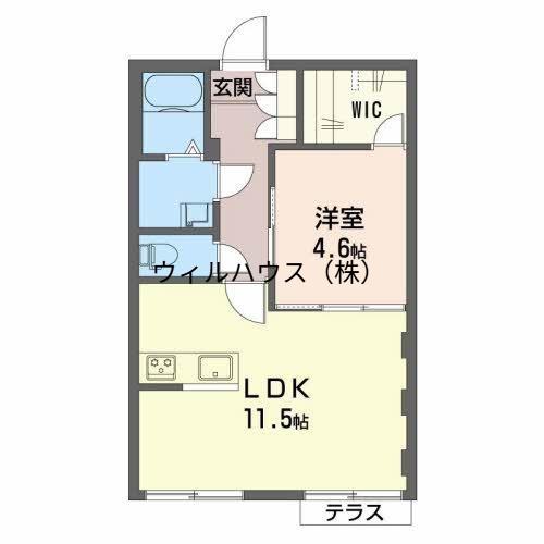 クレール鳳(1LDK/1階)の間取り写真